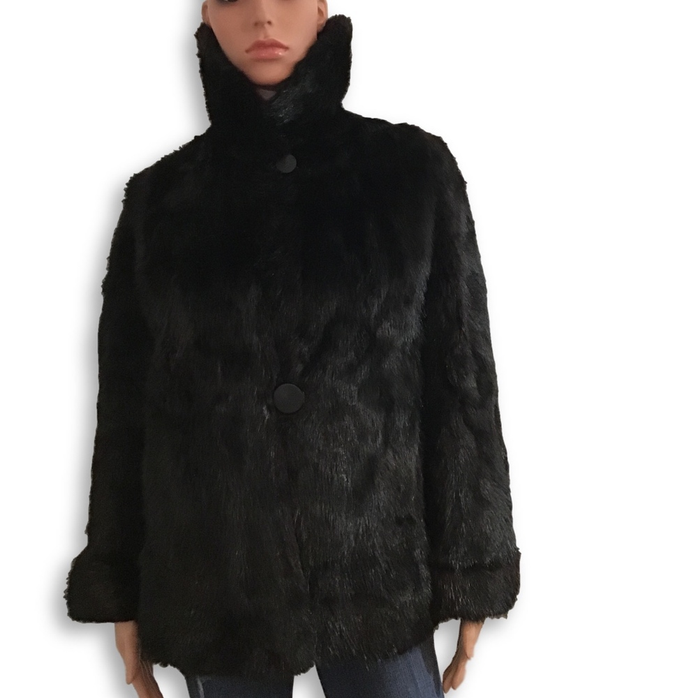 Allisters Furriers Black Fur Single Button Coat